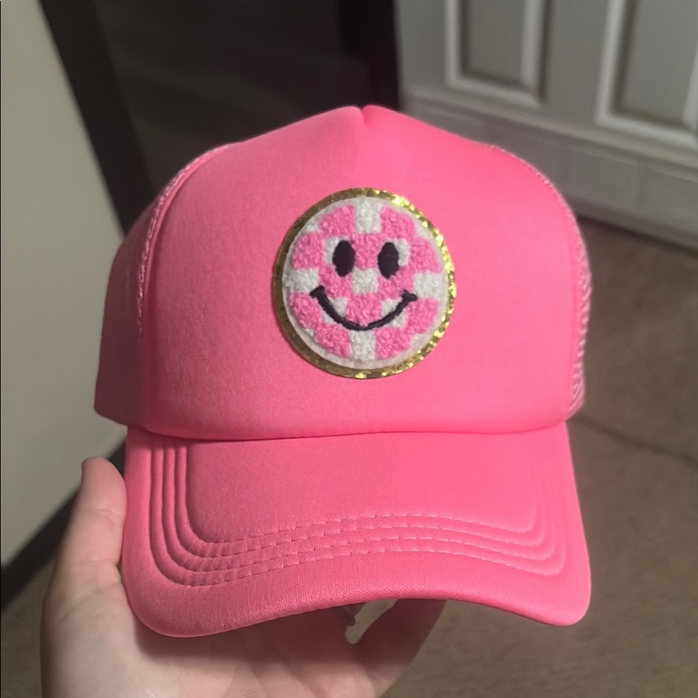 Pink Smiley Face Cap